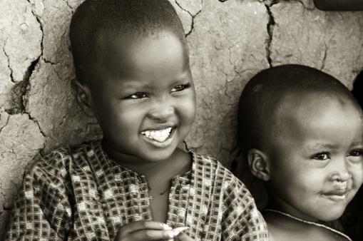 Children of the Masai Mara tribe in Kenya smile